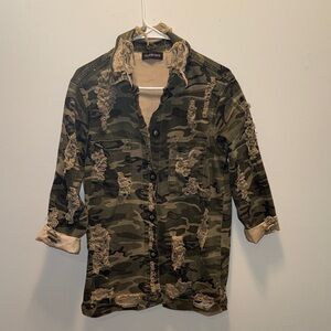 Fashion Nova Ripped Camouflage Jacket